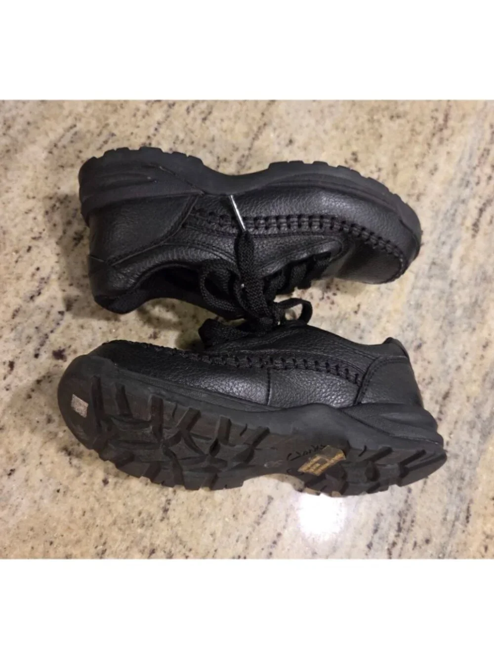 Clarks Kids Caribou Lace up Oxford Black Leather Children Size 11 Comfort Shoe